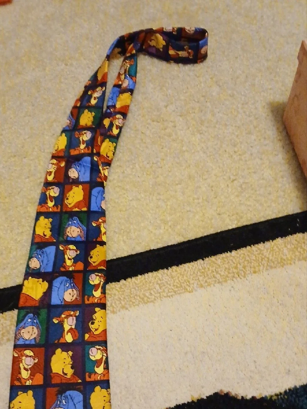 Disney Winnie the Pooh Character Grid Tie in Blue, Yellow, Red, Green
